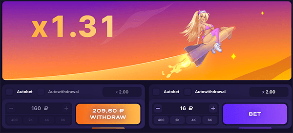 Множитель x1.31 в игре Рокет Квин